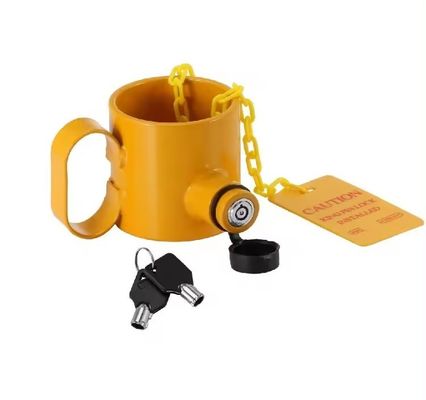 İyi fiyat Tekerlekli Dingil Kilidi, Kolları ve Uyarı Etiketi Römorkunuz İçin Mükemmel Bir Ek çevrimiçi