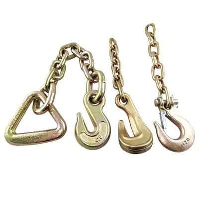 İyi fiyat Yellow Zinc Plated High Strength G70 Transport Chain with Hook 20Mn2 Material çevrimiçi