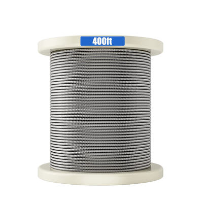 İyi fiyat 400FT Çok Amaçlı Kordon Güverte Kılavuzları için Alaşımsız 316 Paslanmaz Çelik Kablo 7x7 1/8 inç çevrimiçi