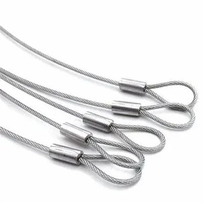 Paslanmaz çelik 7x7 6x36 Dia 8mm IWRC RHRL Sert Yumuşak Göz Bitirme Galvanize Etmemiş Tel İpi Sling