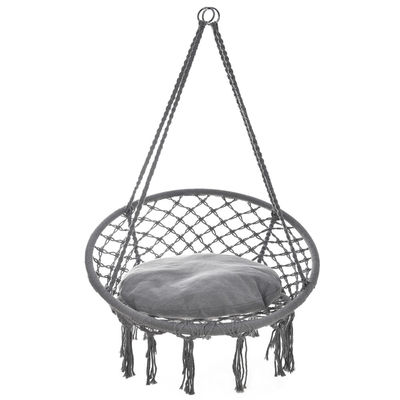 İyi fiyat El dokuma kamp asılı sandalye Makram Modern pamuklu ip salıncak sandalye çevrimiçi