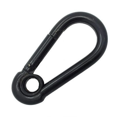 Çevrensel Siyah Kaplı Paslanmaz Çelik Bahar Snap Hook Karabiner Herhangi Bir Çevre için