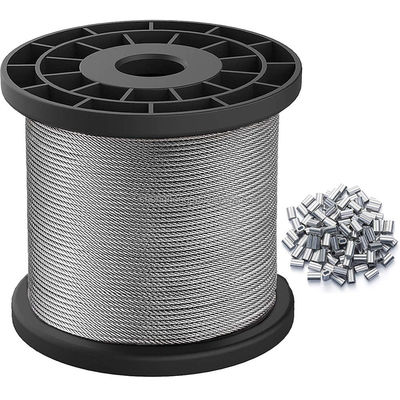 İyi fiyat Stainless Steel 304 Wire Cable 7x7 Strands Core Steel Cable 328FT Aircraft Cable Sleeves Stops 1/16 7*7 Wire Rope For Outdoor çevrimiçi