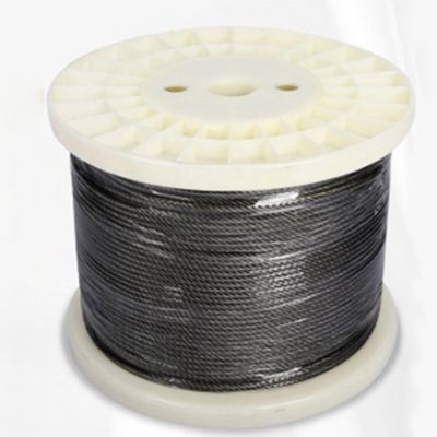 İyi fiyat 7x7 İnşaat Paslanmaz Çelik Halat Korkuluk Kablosu 200FT Siyah T316 Uçak Kablosu Güverte Korkulukları Merdivenler Küpeşte için çevrimiçi