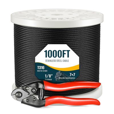 İyi fiyat Standard 7x19 1x19 10mm Wire Rope 304 Stainless Steel For Balustrade Deck Rails çevrimiçi
