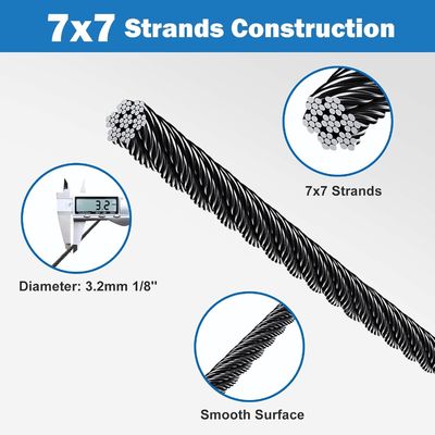 İyi fiyat Kablo Railing Kit Donanım T316 Uçak Kablosu 7x7 Tel 500ft 1/8 