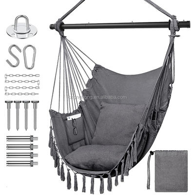 İyi fiyat 100*130cm 320g Polyester-cotton Hanging Rope Swing Hammock With Two Pillows çevrimiçi