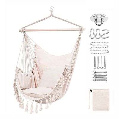 İyi fiyat Asma Sandalye Bahçe Dış Mekan Hamak Kamp Ahşap Hamak Sandalye Boho Hamak çevrimiçi