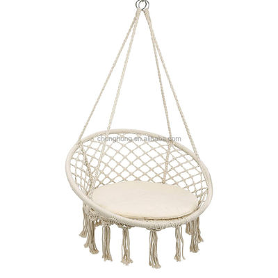 İyi fiyat Round Hanging Hammock Outdoor Garden Cotton Rope Macrame Fringe Patio Swing Hammock Chair Pet Hammock çevrimiçi