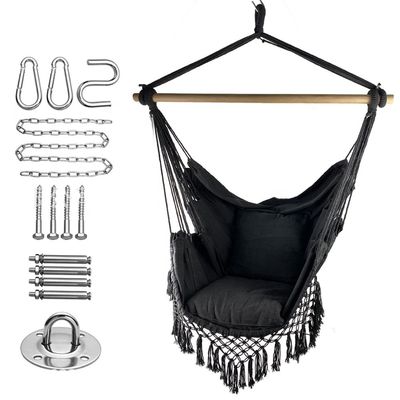 İyi fiyat 100*130cm 320g Polyester-cotton Hanging Rope Swing Hammock With Two Pillows çevrimiçi