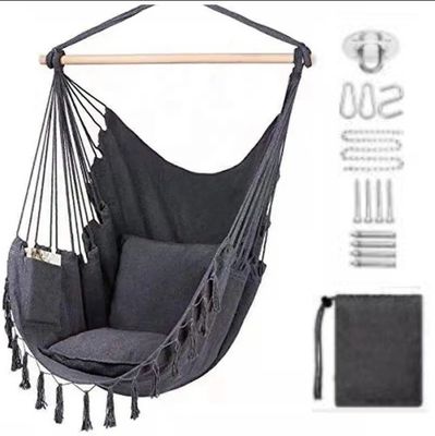 İyi fiyat 100*130cm 320g Polyester- pamuk Asılı Halat Swing Hammock İki Yastıkla çevrimiçi