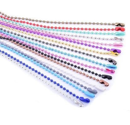 İyi fiyat Özel renkli kaplama çelik anahtarlık, boncuklu topu köpek etiketi zinciri çevrimiçi