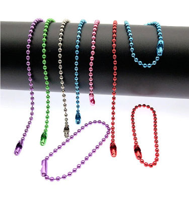 İyi fiyat Colorful 120mm Long Mixed Color Metal Adjustable Antiqued Ball Chain with Bead Connector Clasp Keychain çevrimiçi