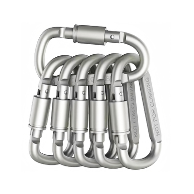 İyi fiyat Özel lazerle kazınmış logo D şekli Snap Hook Carabiner Clip Alüminyum Carabiner Çapraz Aksesuarlar için Kancalar çevrimiçi